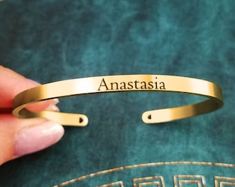 Name Bracelet STAINLESS STEEL Cuff Bracelet Engraved Bracelet Personalized Bracelet Custom Bracelet Gold Bracelet Engraved Jewelry Gift