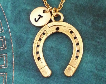 Horseshoe Necklace Gold Horseshoe Jewelry Horse Shoe Necklace Horse Necklace Horse Jewelry Lucky Necklace Lucky Jewelry Equestrian Gift