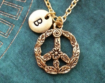 Peace Sign Necklace SMALL Peace Sign Jewelry Personalized Jewelry Peace Symbol Necklace Hippie Necklace Hippie Jewelry Bohemian Necklace