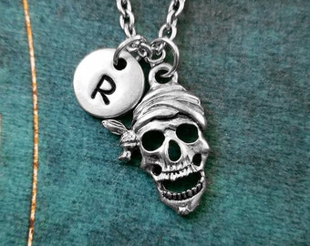 Pirate Skull Necklace SMALL Pirate Charm Necklace Pirate Jewelry Personalized Jewelry Initial Necklace Skull Jewelry Pirate Pendant Necklace