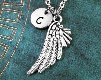 Angel Wing Necklace, Personalized Jewelry, Angel Wing Pendant, Custom Necklace, Angel Wing Charm, Angel Jewelry, Angel Wings Necklace