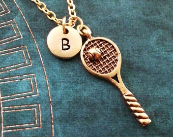 Tennis Racket Necklace Gold Tennis Necklace Personalized Pendant Necklace Custom Necklace Tennis Jewelry Tennis Gift Tennis Player Gift