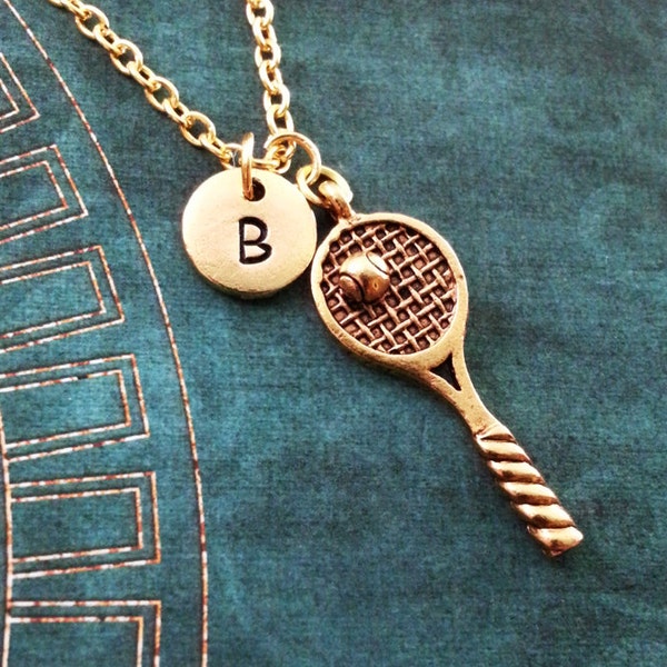 Tennis Racket Necklace Gold Tennis Necklace Personalized Pendant Necklace Custom Necklace Tennis Jewelry Tennis Gift Tennis Player Gift