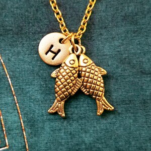Fish Necklace SMALL Fishing Necklace Fishing Gift Two Fish Charm Necklace Fish Pendant Necklace Couples Jewelry Best Friends Necklace Dad