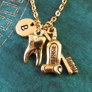 Collier d'hygiène dentaire, collier personnalisé, collier de dent, collier de brosse à dents et de dentifrice, collier dentaire, collier de charme dentaire