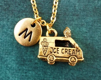 Ice Cream Truck Necklace SMALL Ice Cream Charm Necklace Ice Cream Pendant Necklace Ice Cream Necklace Personalized Jewelry Initial Necklace