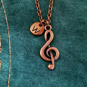 Treble Clef Necklace Treble Clef Jewelry Music Note Necklace Music Jewelry Gift Charm Necklace Personalized Jewelry Initial Necklace Pendant