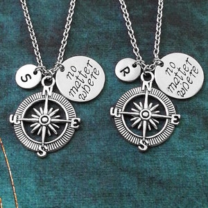 Compass Necklace Personalized Jewelry Friendship Gift Couples Necklace Long Distance Relationship Boyfriend Girlfriend No Matter Where Charm