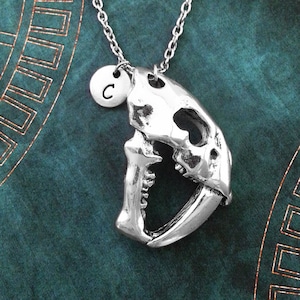 Saber Toothed Tiger Necklace, LARGE Saber Tooth Tiger Pendant Necklace, Personalized Necklace, BIG Sabre Tooth Gift, Tiger Skull Necklace