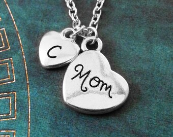 Mom Necklace SMALL Mom Heart Necklace Mother's Day Necklace Mother's Day Jewelry Mother Necklace Gift for Mom Jewelry Silver Mom Gift Charm
