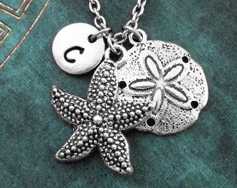 Starfish Necklace Silver Sand Dollar Necklace Starfish Jewelry Beach Necklace Beach Jewelry Sea Necklace Ocean Necklace Personalized Jewelry