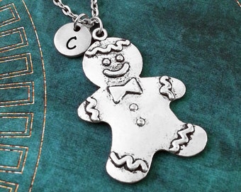 Gingerbread Man Necklace, BIG Gingerbread Man Pendant, Christmas Jewelry Stocking Stuffer Personalized Gift Gingerbread Charm Cute Xmas Gift