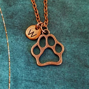 Paw Necklace Dog Paw Charm Necklace Dog&#39;s Paw Pendant Necklace Cat Paw Print Necklace Dog Jewelry Cat Jewelry Personalized Initial Necklace