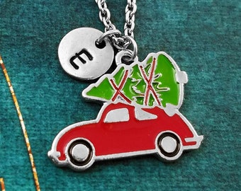 Christmas Tree Necklace Christmas Jewelry Car Necklace Christmas Necklace Charm Necklace Pendant Necklace Stocking Stuffer Holiday Jewelry