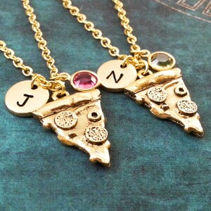 Pizza Friendship Necklaces Pizza Necklace Gold Pizza Jewelry Pepperoni Pizza Birthstone Necklace Pizza Slice Necklace Bestfriends Necklace