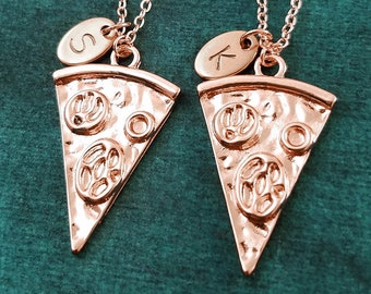 Pizza Necklace SET of 2 Pepperoni Pizza Necklaces Rose Gold Pizza Slice Charm Necklace Pendant Best Friend Necklace Friendship Jewelry Gift