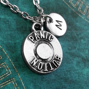 Panic Button Necklace, Initial Necklace, Personalized Button Pendant Necklace, Emergency Necklace Press The Panic Button Keychain