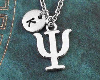 Psi Necklace SMALL Greek Letter Necklace Greek Alphabet Necklace College Jewelry Sorority Necklace Fraternity Jewelry Psi Symbol Necklace