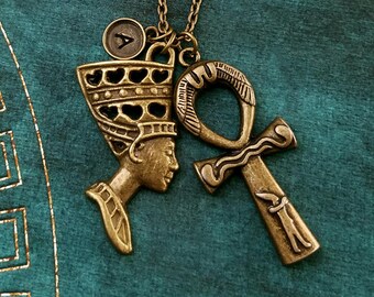 Nefertiti Necklace SMALL Nefertiti Charm Necklace Nefertiti Pendant Necklace Queen Nefertiti Jewelry Egyptian Jewelry Ankh Necklace Gift