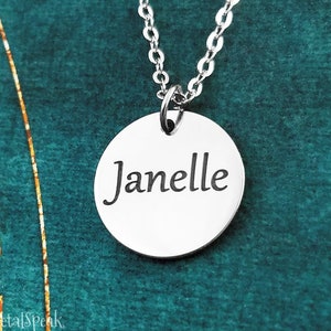 Name Necklace STAINLESS STEEL Circle Necklace Personalized Necklace Engraved Necklace Engraved Jewelry Custom Necklace Pendant Necklace Gift