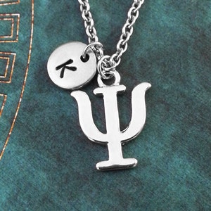 Psi Halskette kleine griechische Buchstabe Halskette griechische Alphabet Halskette College Schmuck Sorority Halskette Brüderlichkeit Schmuck Psi Symbol Halskette