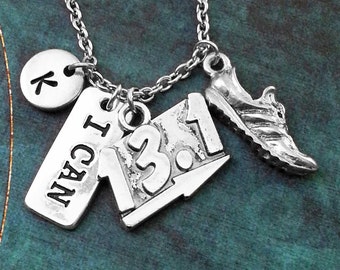 Tennis Shoe Necklace Sneaker Necklace Sneakers Jewelry 13 Mile Marker Charm Running Gift Runner Jewelry I Can Motivational Marathon Gift