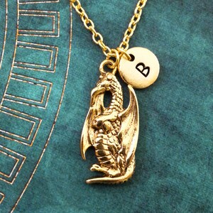 Dragon Necklace Dragon Jewelry Gold Charm Necklace Fantasy Necklace Fantasy Jewelry Gamer Gift Gold Necklace Bridesmaid Necklace Dragon Gift
