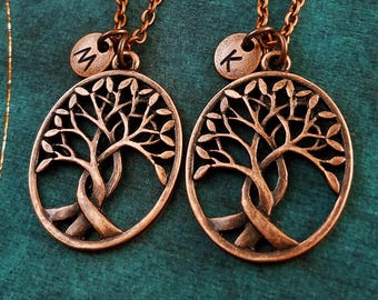 Tree of Life Necklace SET of 2 Tree Necklaces Willow Tree Jewelry Friendship Gift Long Distance Relationship Girlfriend Necklace Pendant