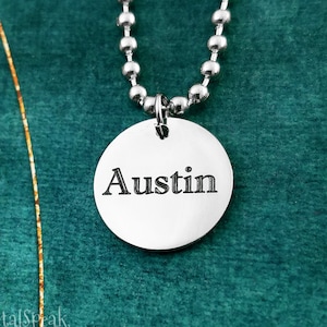 Name Necklace STAINLESS STEEL Circle Necklace Personalized Necklace Engraved Necklace Engraved Jewelry Men&#39;s Jewelry Boyfriend Necklace Gift