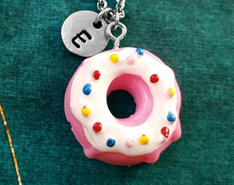 Donut Necklace Pink Donut with Sprinkles Necklace Donut Charm Cute Donut Pendant Girlfriend Necklace Daughter Necklace Bridesmaid Necklace