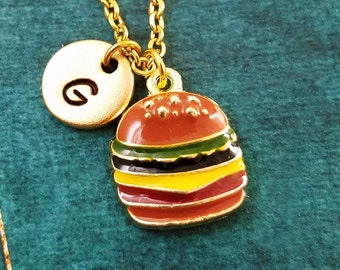 18K Gold Plated Hamburger or Veggie Burger Necklace With