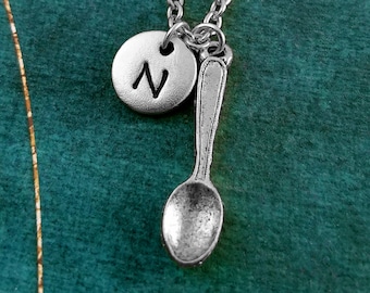 Spoon Necklace SMALL Spoon Pendant Necklace Spoon Jewelry Spoon Charm Necklace Girlfriend Necklace Bridesmaid Necklace Personalized Initial