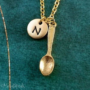 Spoon Necklace SMALL Spoon Pendant Necklace Spoon Jewelry Spoon Charm Necklace Girlfriend Necklace Bridesmaid Necklace Personalized Initial