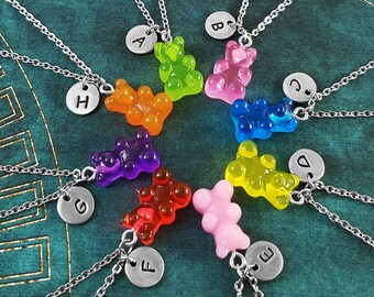 Gummy Bear Necklace Gummi Bear Jewelry Friendship Necklaces Best Friend Necklace Candy Jewelry Friendship Jewelry Personalized Initial Charm