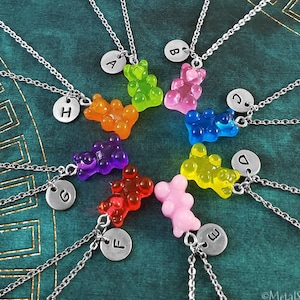 Gummy Bear Necklace Gummi Bear Jewelry Friendship Necklaces Best Friend Necklace Candy Jewelry Friendship Jewelry Personalized Initial Charm