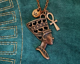 Nefertiti Necklace SMALL Nefertiti Jewelry Ankh Necklace Egyptian Jewelry Gift Charm Necklace Personalized Jewelry Initial Necklace Pendant