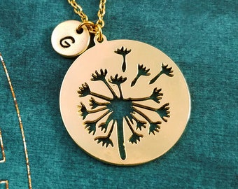 Dandelion Necklace Dandelion Charm Necklace Dandelion Jewelry Dandelion Pendant Necklace Personalized Necklace Initial Necklace Bridesmaid