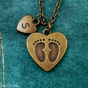 Baby Feet Necklace Baby Necklace Baby Jewelry Baby Reveal Gender Reveal Footprints Necklace New Mom Necklace Personalized Heart Necklace