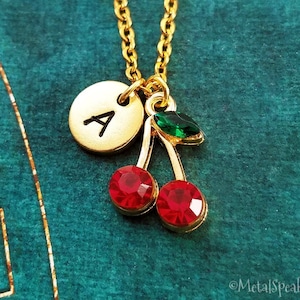 Cherry Necklace Cherries Necklace SMALL Cherry Charm Necklace Cherry Pendant Necklace Cherry Jewelry Personalized Necklace Initial Necklace