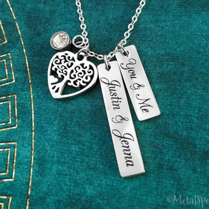 Namen Halskette Paare Halskette Du und Ich Halskette Verlobungsgeschenk Hochzeitsgeschenk EDELSTAHL Personalisierte Halskette mit Gravur Stammbaum