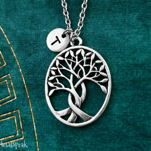 Tree of Life Necklace Willow Tree Necklace Family Tree Charm Necklace Tree Pendant Necklace Personalized Initial Necklace Bridesmaid Jewelry