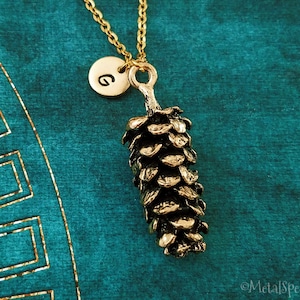 Pinecone Necklace Pine Cone Necklace Pinecone Jewelry Pinecone Charm Necklace Pendant Necklace Personalized Necklace Initial Necklace Gift