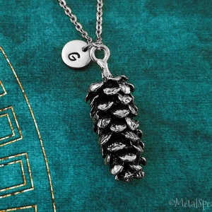 Pinecone Necklace Pine Cone Necklace Pinecone Jewelry Pinecone Charm Necklace Pendant Necklace Personalized Necklace Initial Necklace Gift