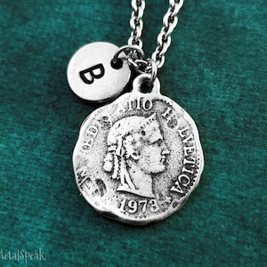 Coin Necklace Roman Coin Charm Necklace Caesar Necklace Ancient Greek Jewelry Grecian Jewelry Bridesmaid Necklace Personalized Initial Gift