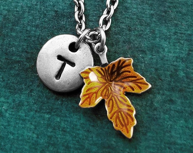 Maple Leaf Necklace Orange Maple Leaf Charm Necklace Maple Leaf Pendant Necklace Autumn Jewelry Autumn Necklace Customized Personalized Gift