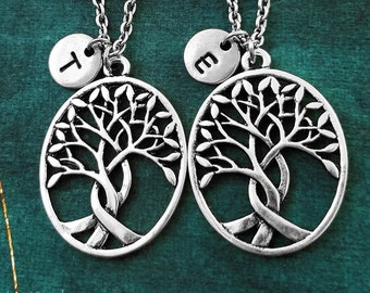 Tree of Life Necklace SET of 2 Tree Necklaces Willow Tree Jewelry Friendship Gift Long Distance Relationship Girlfriend Necklace Pendant