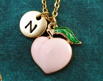 Peach Necklace Peach Charm Necklace Peach Pendant Necklace Peach Jewelry Girlfriend Necklace Booty Necklace Personalized Initial Necklace