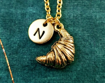 Croissant Necklace SMALL Croissant Charm Croissant Pendant Necklace Food Jewelry French Jewelry Personalized Baking Jewelry Pastry Necklace