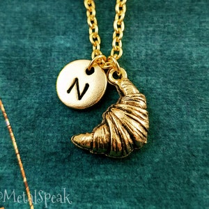 Croissant Necklace SMALL Croissant Charm Croissant Pendant Necklace Food Jewelry French Jewelry Personalized Baking Jewelry Pastry Necklace