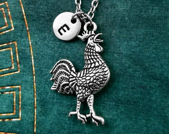 Rooster Necklace Rooster Jewelry Rooster Charm Necklace Farm Animal Jewelry Rooster Pendant Bridesmaid Necklace Personalized Initial Custom